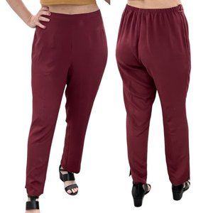 Emmelle Silk Essential Narrow Leg Pant w/ Flat Front & Back Elastic Ruby SLK